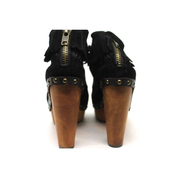 Black Ankle Boots with Fringe Detail - Picture 4 of 5